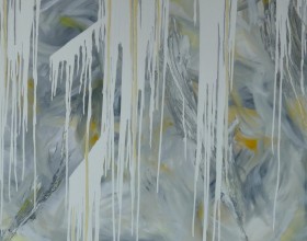ein in grau weiß gehaltenes Acrylbild welches den Namen "Repetition" trägt. Es wurde auf einer Leinwand in 120x100cm gemalt