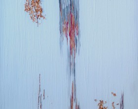 Ein Acrylbild mit dem Namen „Together“ in der Leinwandgröße 120x100cm. Darin wurden hauptsächlich Metallfarben verwendet wie Kupfer aber auch sehr viel weiß und grau